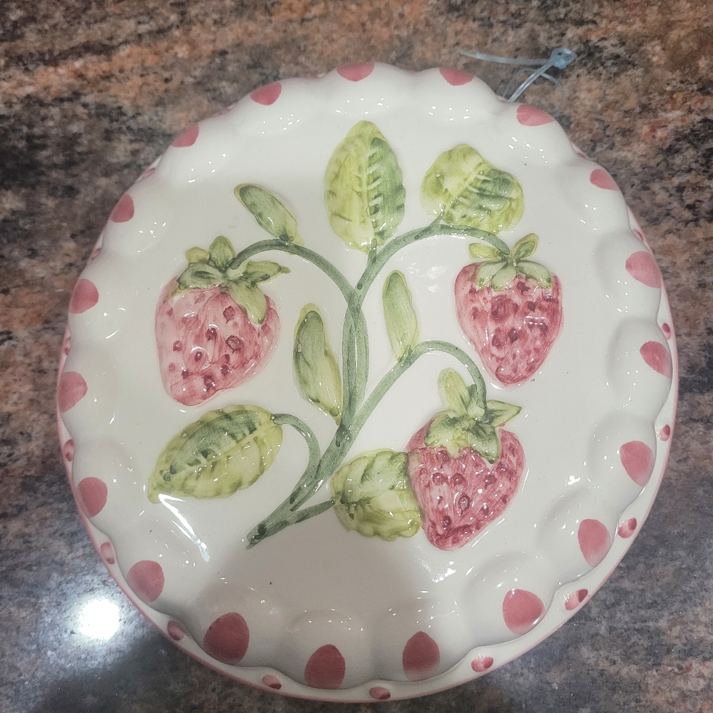 Handpainted Strawberry Bowl Wall Hanging Made in Italy